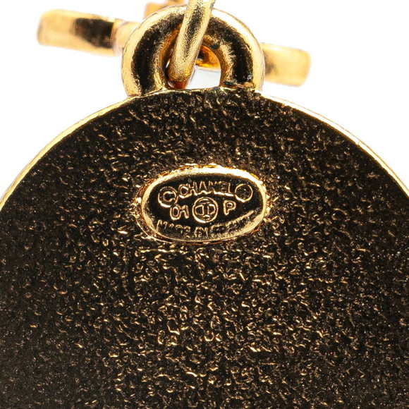 CHANEL Coco Mark Star Swing Earrings Gold Red Plated - Picture 3 of 4